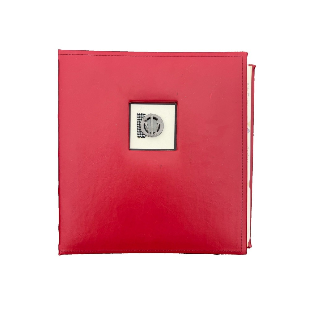 CR Gibson Red Recipe Binder Organizer 3-Ring with Dividers Cards and Sleeves